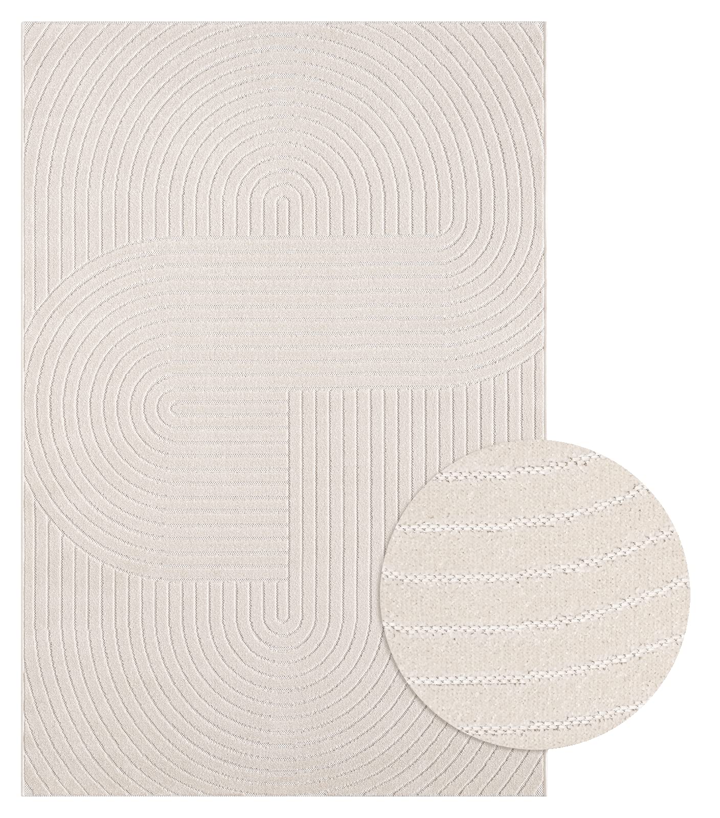 the carpet Santo Plus Tapis d'extérieur résistant aux intempéries – Tapis de Balcon de qualité supérieure Crème – Tapis bohème en polypropylène 120 x 160 cm