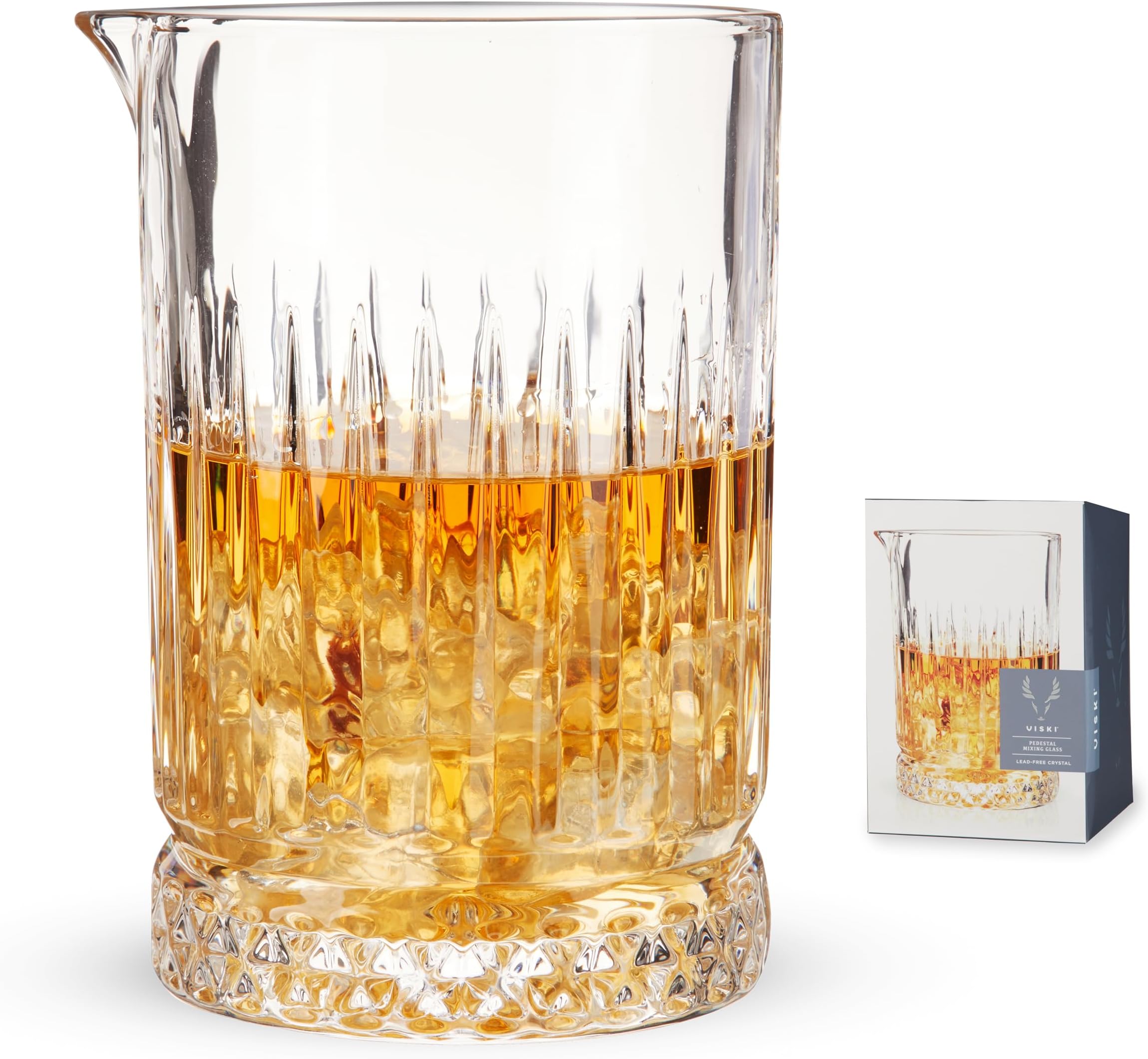 Viski Pedestal Crystal Cocktail Mixing Glass Perfect for Manhattan, Martini, Old Fashioned, Whiskey Sour, Negroni, Bartender Tools, Bartending Supplies, Home Bar Accessories, 23 oz, Set of 1