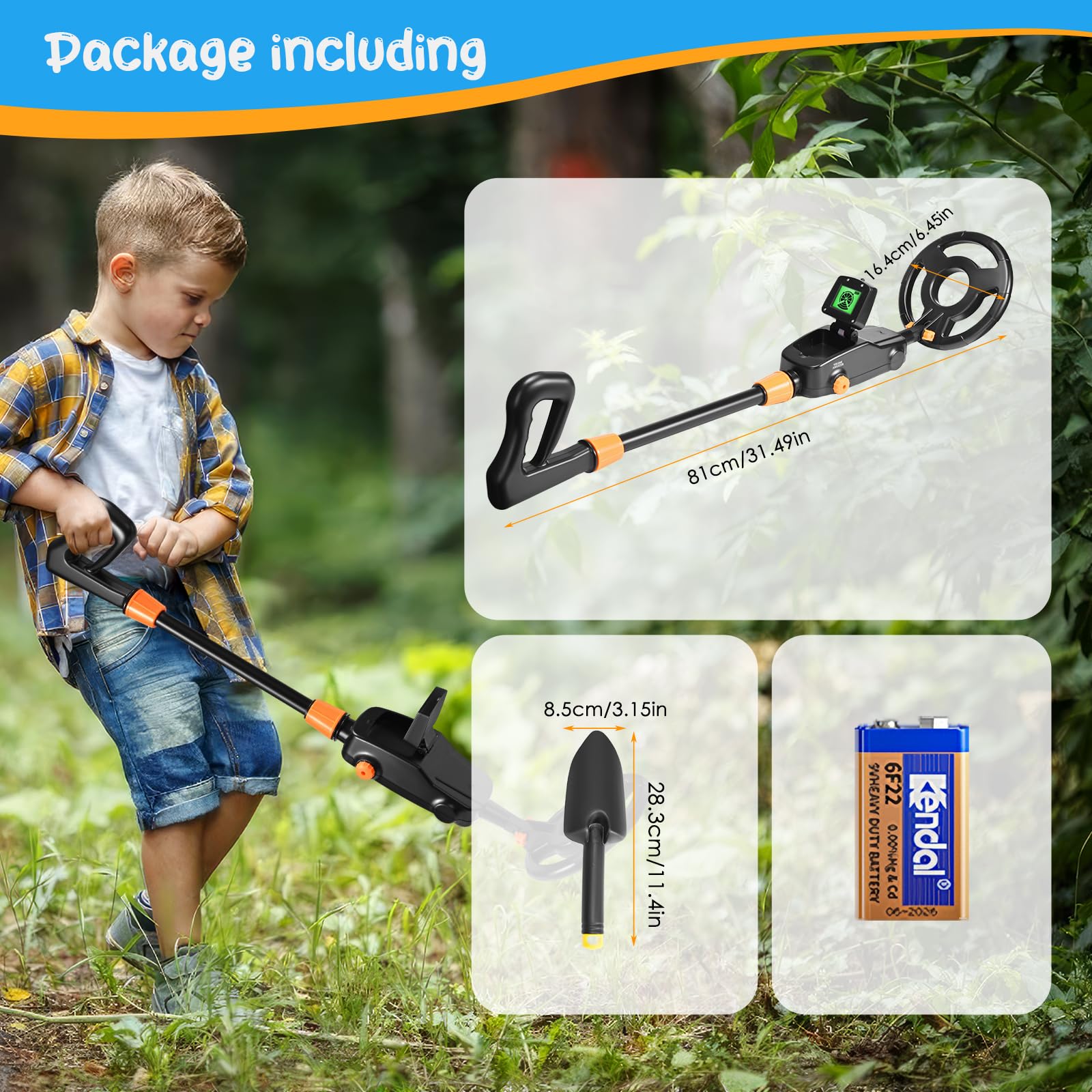 Metal Detector Bambini, Metal Detector per Bambino Leggero con Display LCD e Bobina di Ricerca Impermeabile, Ad Alta Sensibilità, Uso Esterno