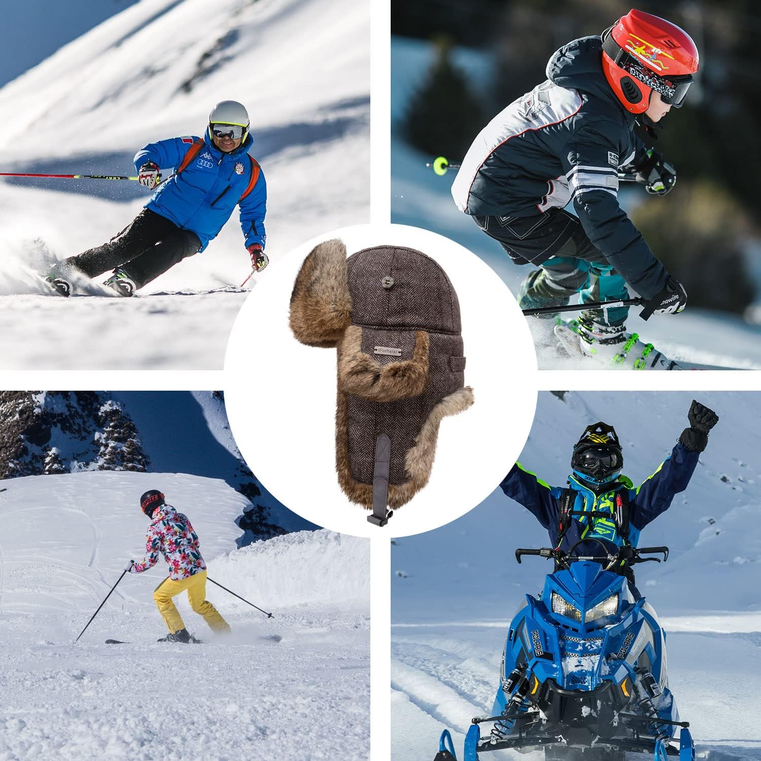 100% Real Rabbit Fur Winter Trapper Hat for Men Women Russian Fur Ushanka Aviator Hat Mens Trapper Hat - Image 6