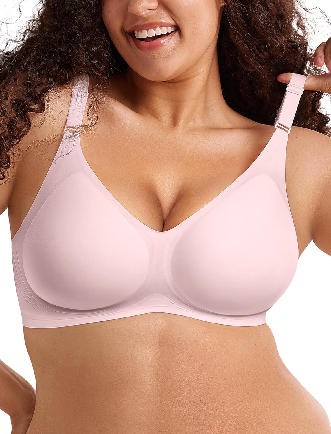 LetsJoli Push Up Seamless Bras for Women No Underwire Support and Lift V Neck Wireless Full Coverage Bralettes Everyday Bras