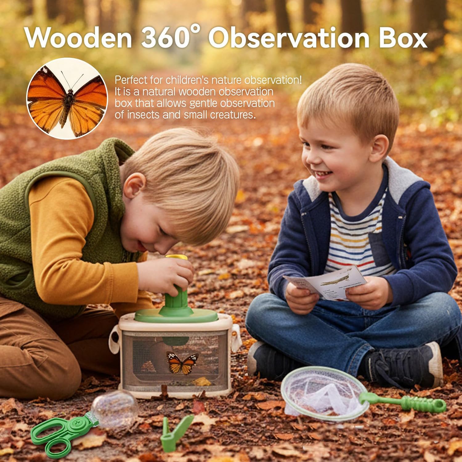 Nature Discovery Set for Observation Box Handy Scooper Catcher Butterfly Net Science Nature Learning Toy