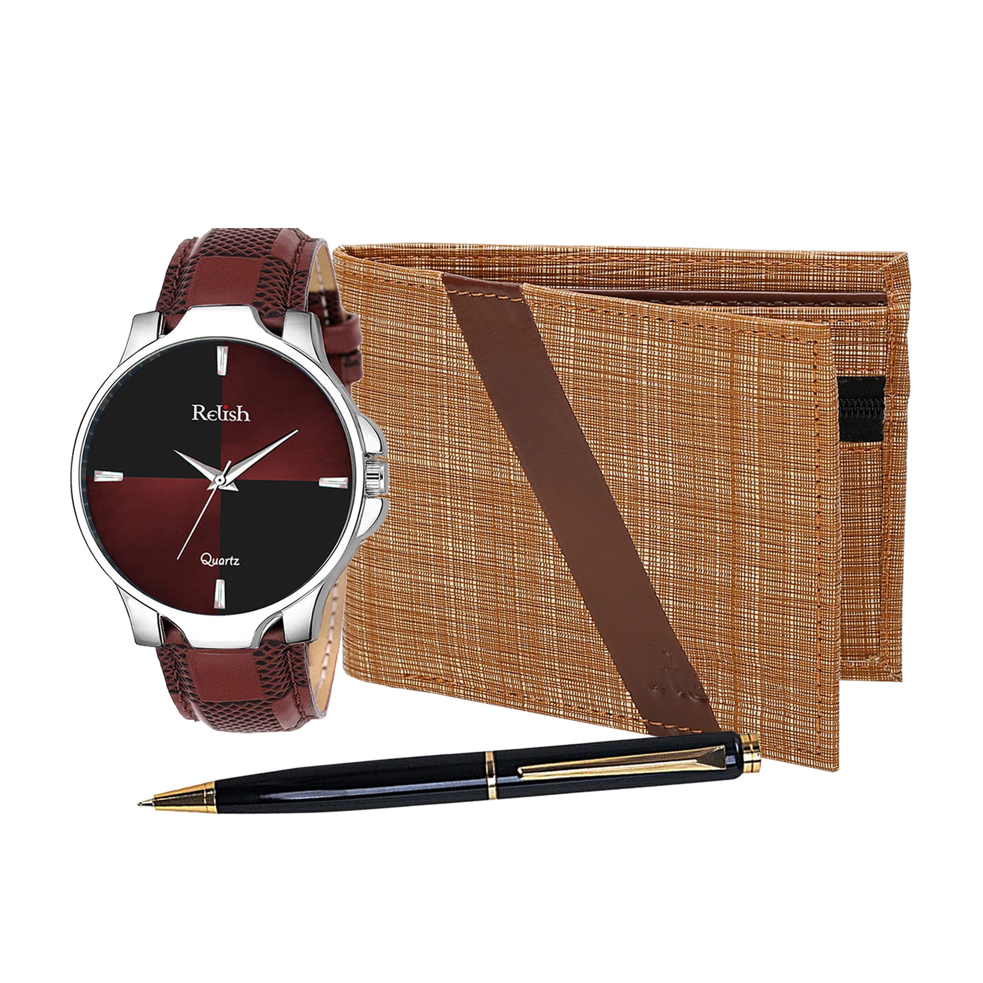 Relish Black Analog Leather Strap Watch,Wallet, and Pen Combo for Men | Diwali Gift for Brother, Friend,Husband,Boys and Lover. (B0BD1Z5L8N) Amazon Price History, Amazon Price Tracker