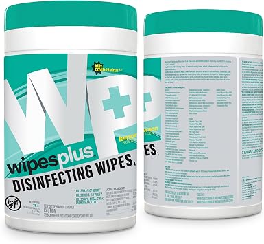 WIPESPLUS Disinfecting Surface Wipes Canister Bleach Free with Lemon Scent for Home and Business, 450 Count, 6 Packs of 75