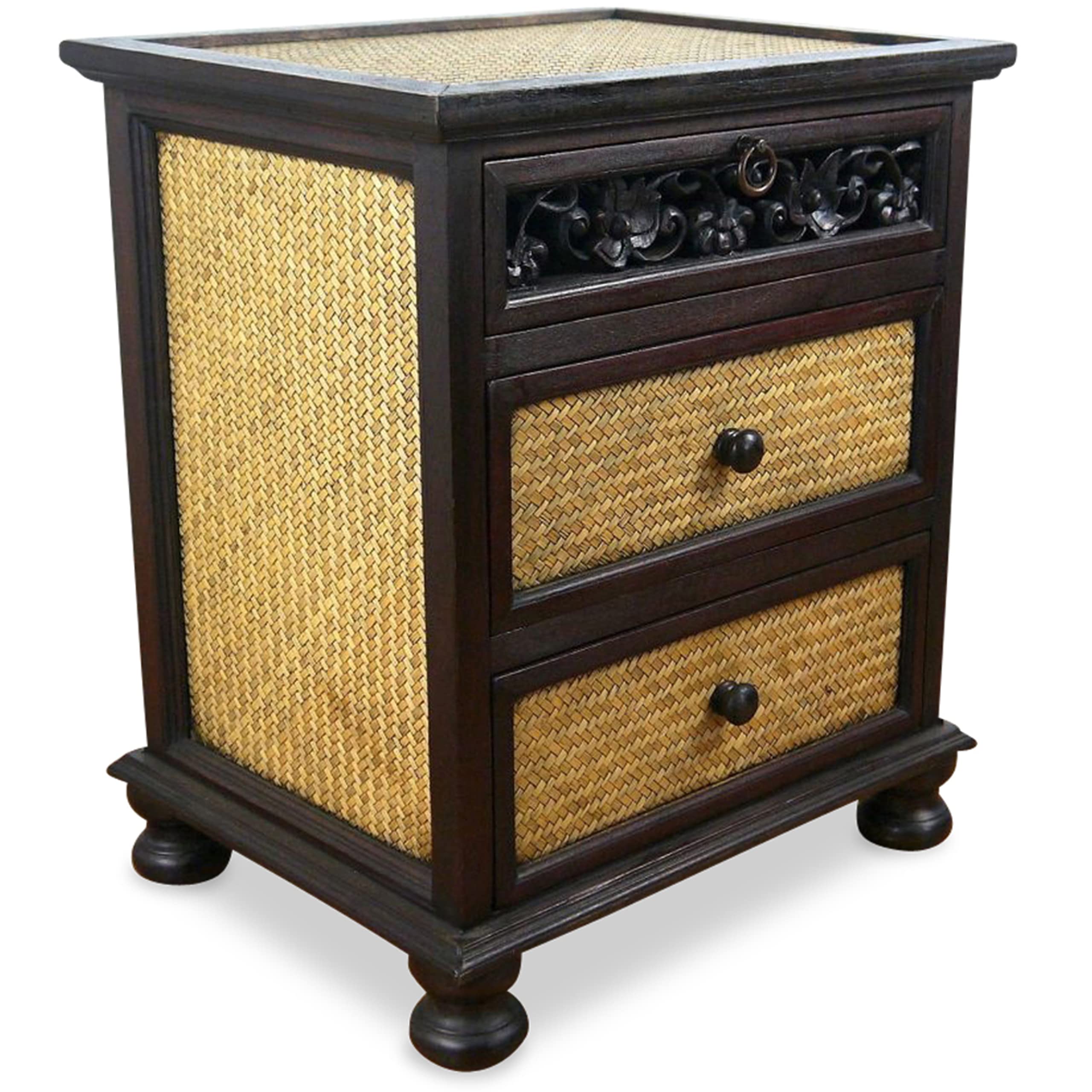 Buy livasia Asian chest of drawers made from solid wood and rattan, furniture handmade in