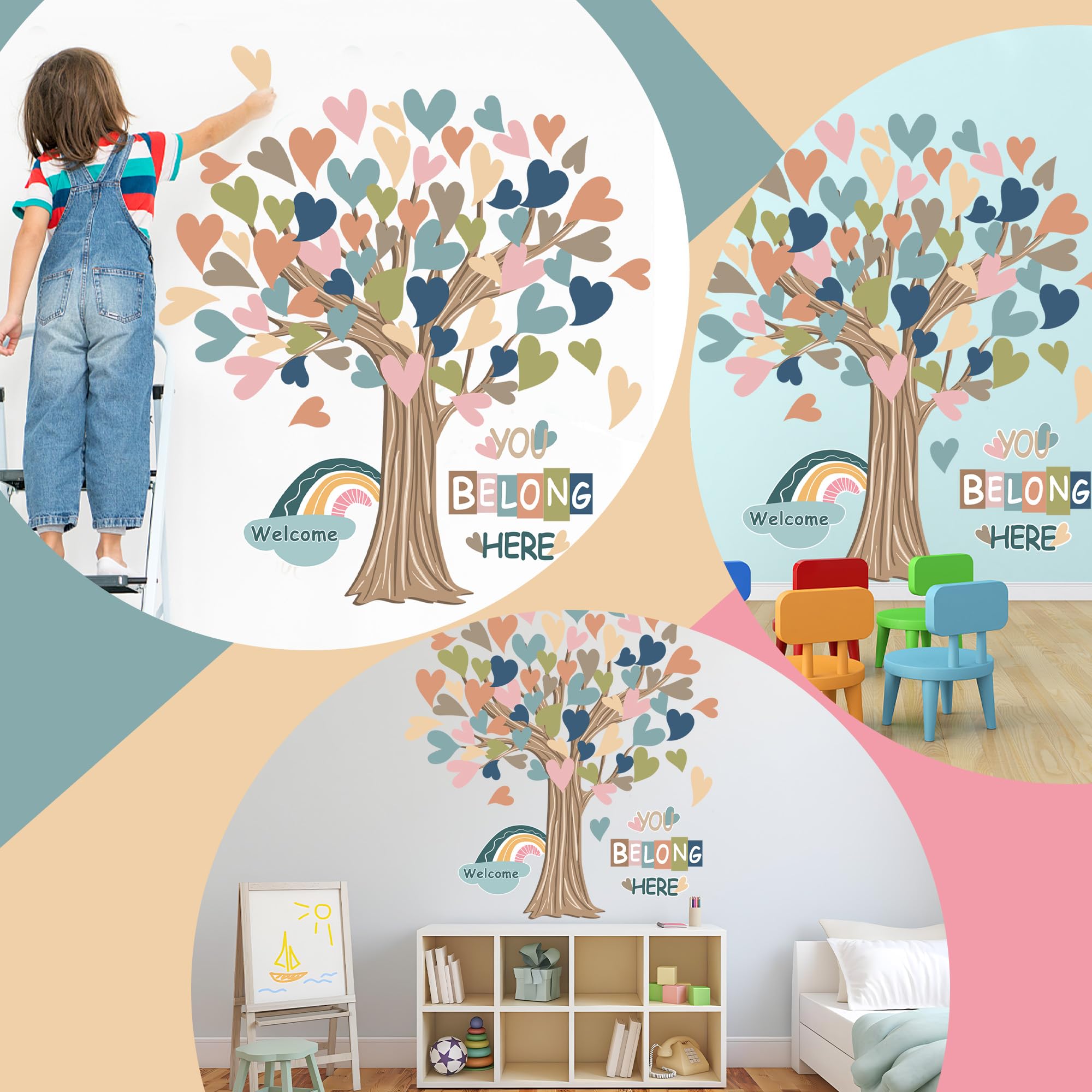 Classroom Tree Bulletin Board Decorations Boho Heart Tree Paper Cutouts You Belong Here Accents Welcome Bulletin Board Decor for School Nursery Blackboard Home Wall Decor - Image 7