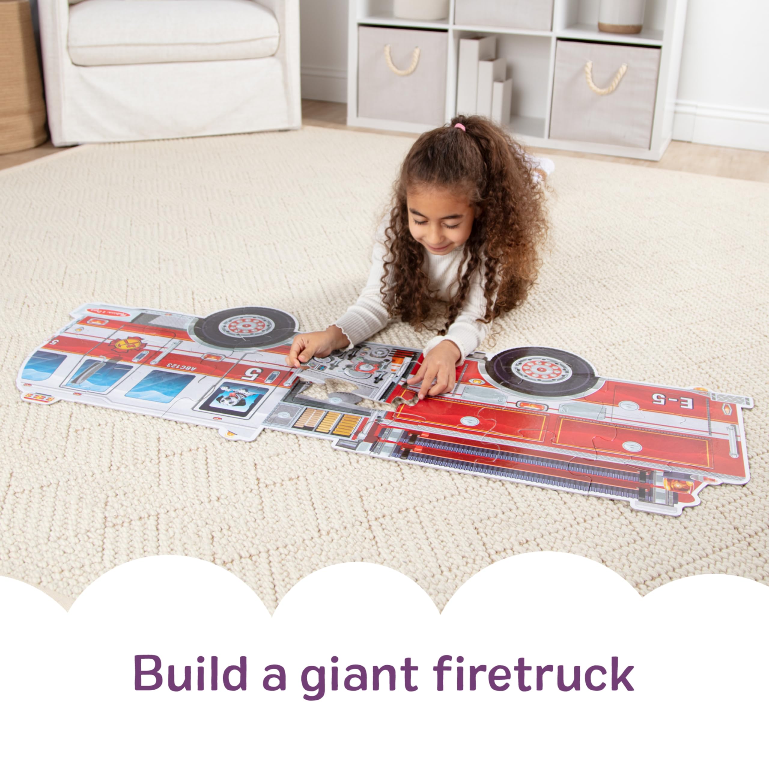 Melissa & Doug Neu! Riesiges Feuerwehrauto Bodenpuzzle 24 Teile