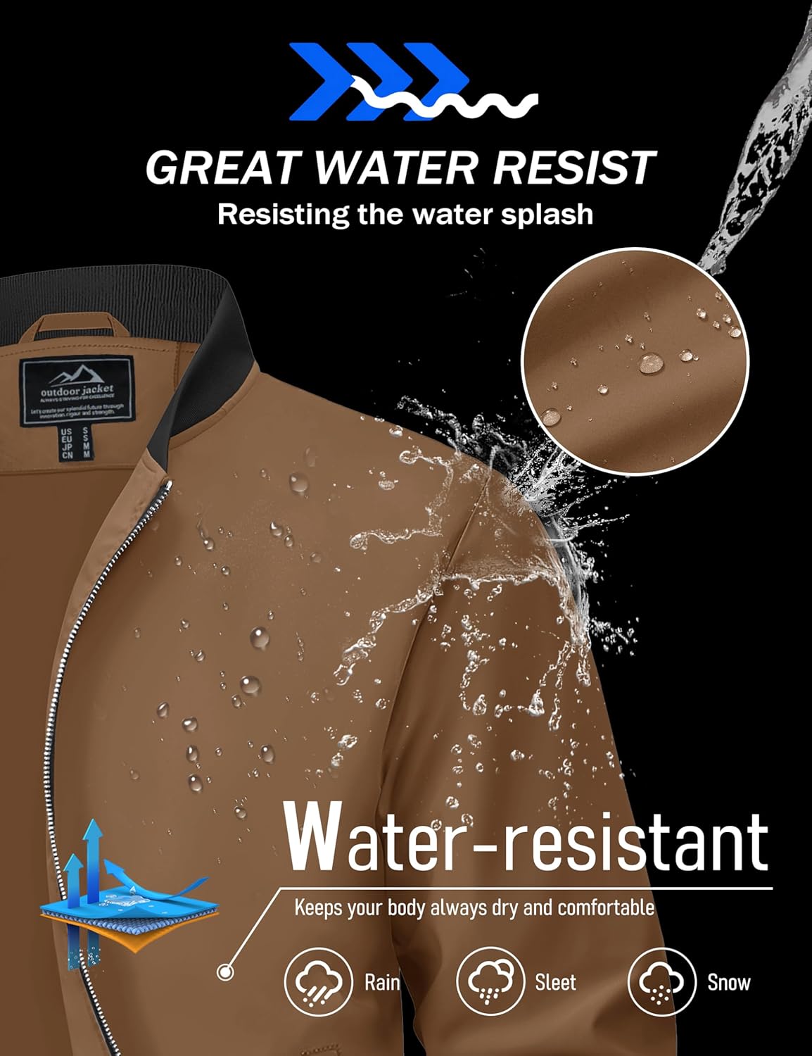 MAGCOMSEN Men's Bomber Jacket Lightweight Casual Zip Up Windbreaker Spring Fall Golf Coat with Pockets - Image 5