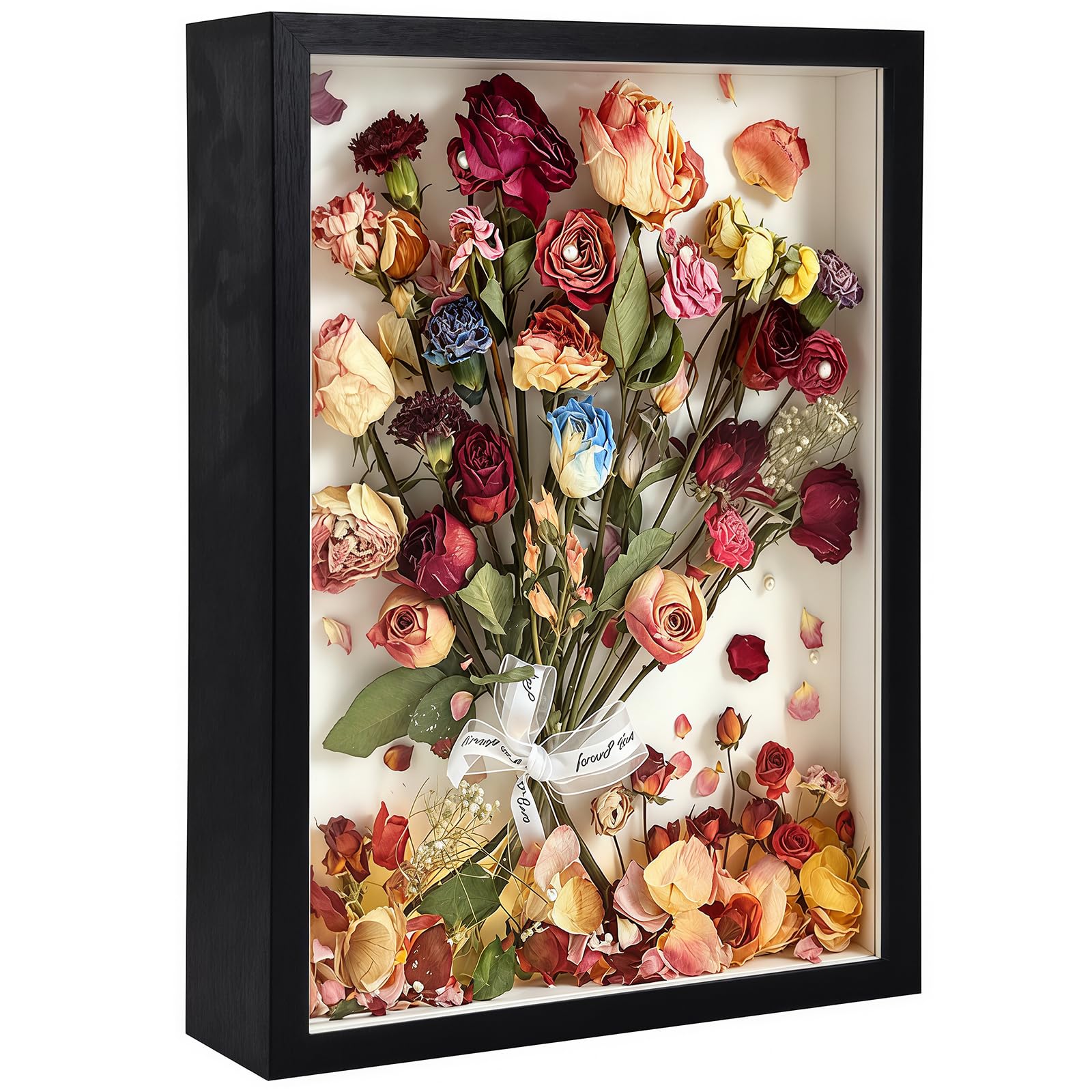 3D Bilderrahmen zum Befüllen, 41,5 x 31,5 x 4,5cm Schwarz Shadow Box, 3D Objektrahmen Tiefer 3cm für Hochzeitsstrauß, DIY Kunstwerke, Tiefer Rahmen für Wand