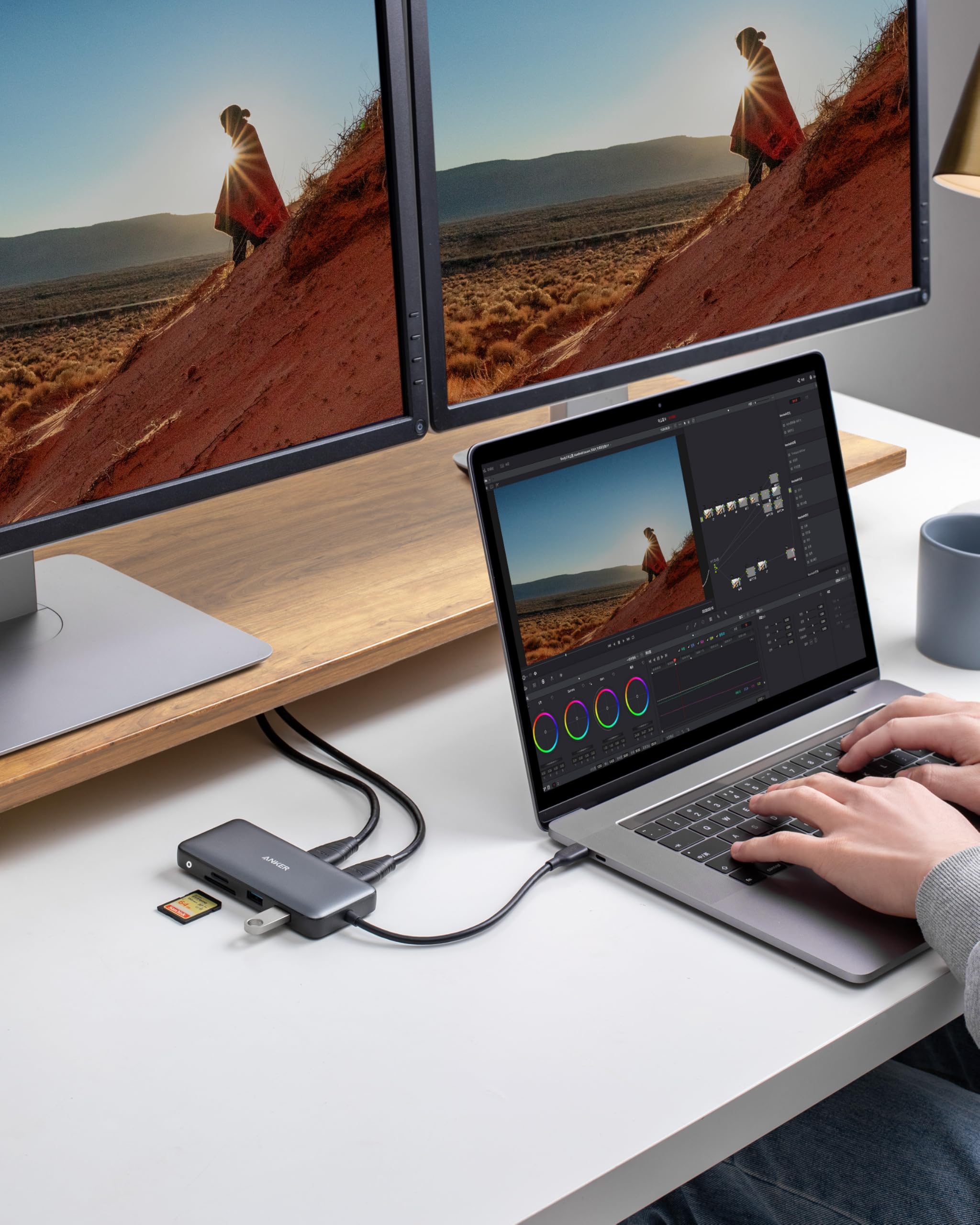 Anker Hub USB C PowerExpand 8 in1 100W, Adattatore con 2 4K HDMI, Power Delivery 100 W, Ethernet da1 Gbps, 2 Porte Dati USB 3.0, Lettore di Schede SD e MicroSD, per MacBook Pro, XPS, Pixelbook e Altro