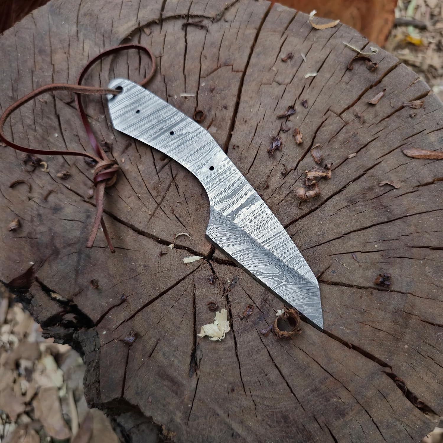Kiridashi Knife Blank with Sheath Handmade Damascus Steel 3 inch Blade Right Hand Single Bevel Wood Working Crafting Marking Knife
