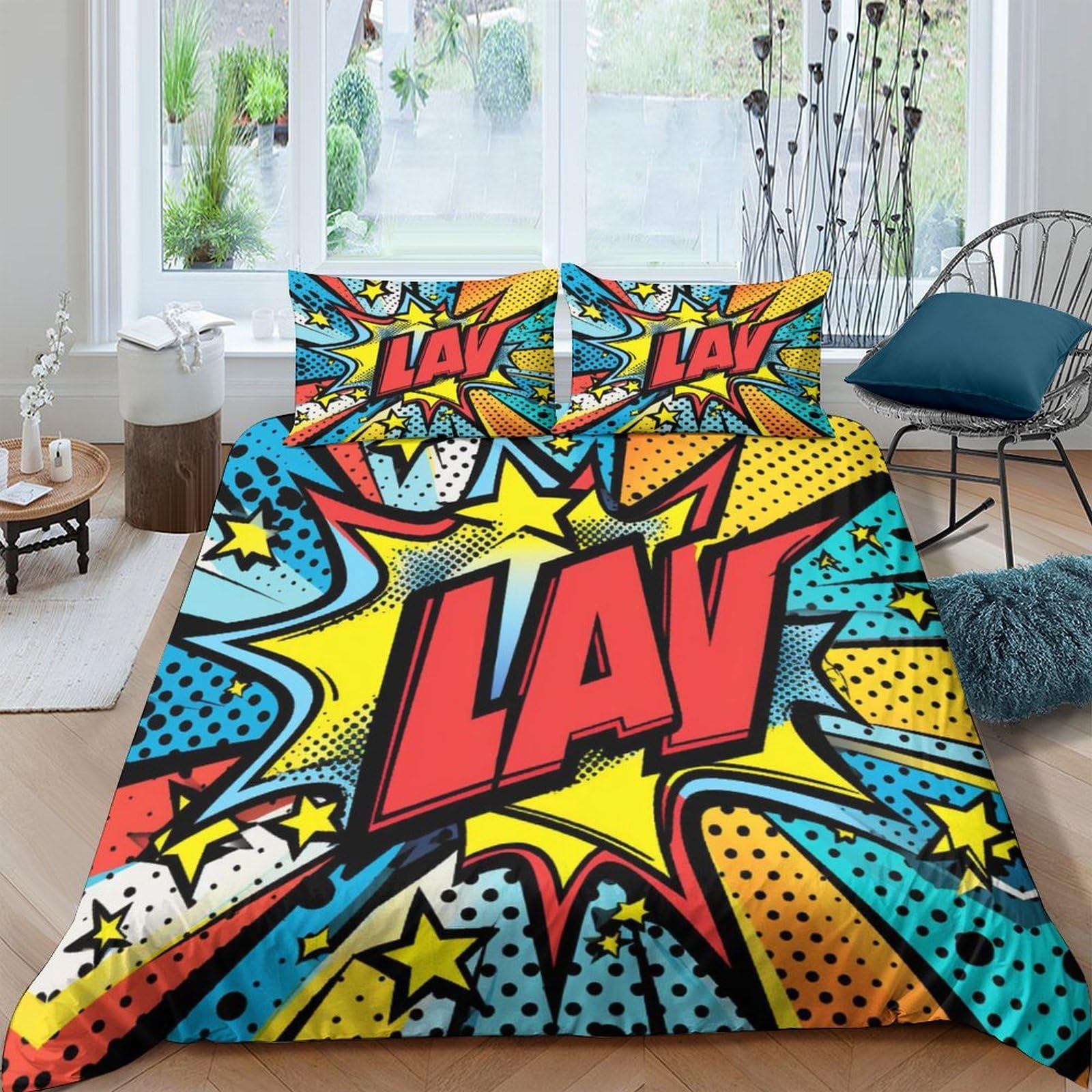 Housse de couette 200x200 hip hop imprimée 3D graffiti hypoallergénique