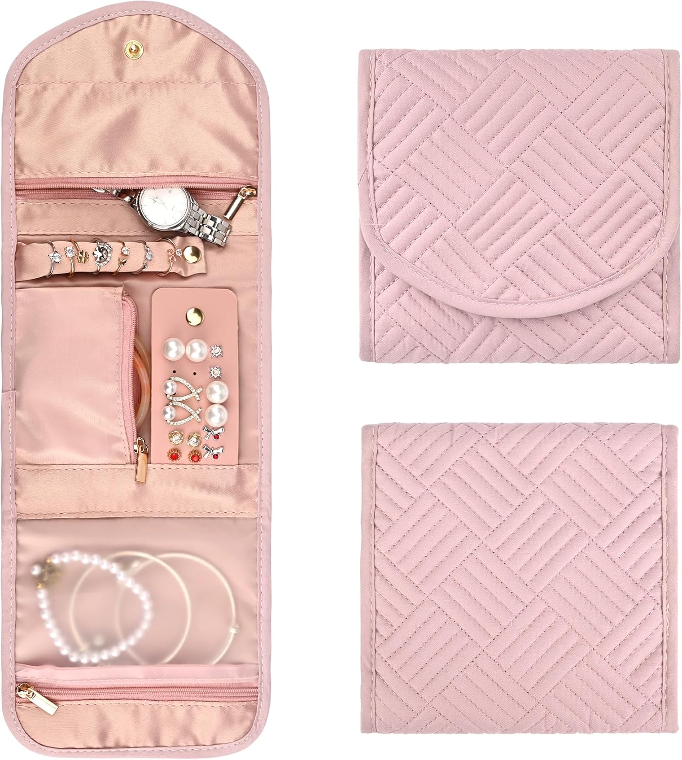 Benxdara Travel Jewellery Organiser Roll, Foldable Jewelry Storage Case