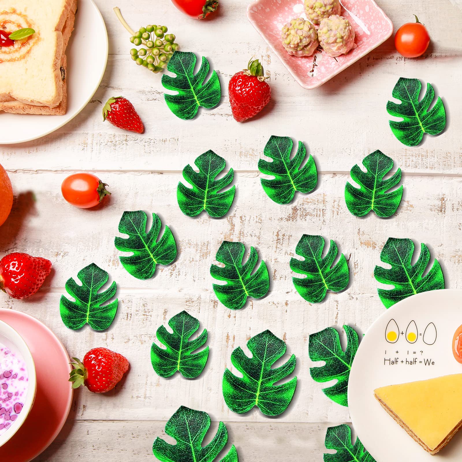 48 Stück Essbare Palmblatt-Cupcake-Topper – Grün, Tropisches Dschungel-Motiv, Für Torten & Desserts