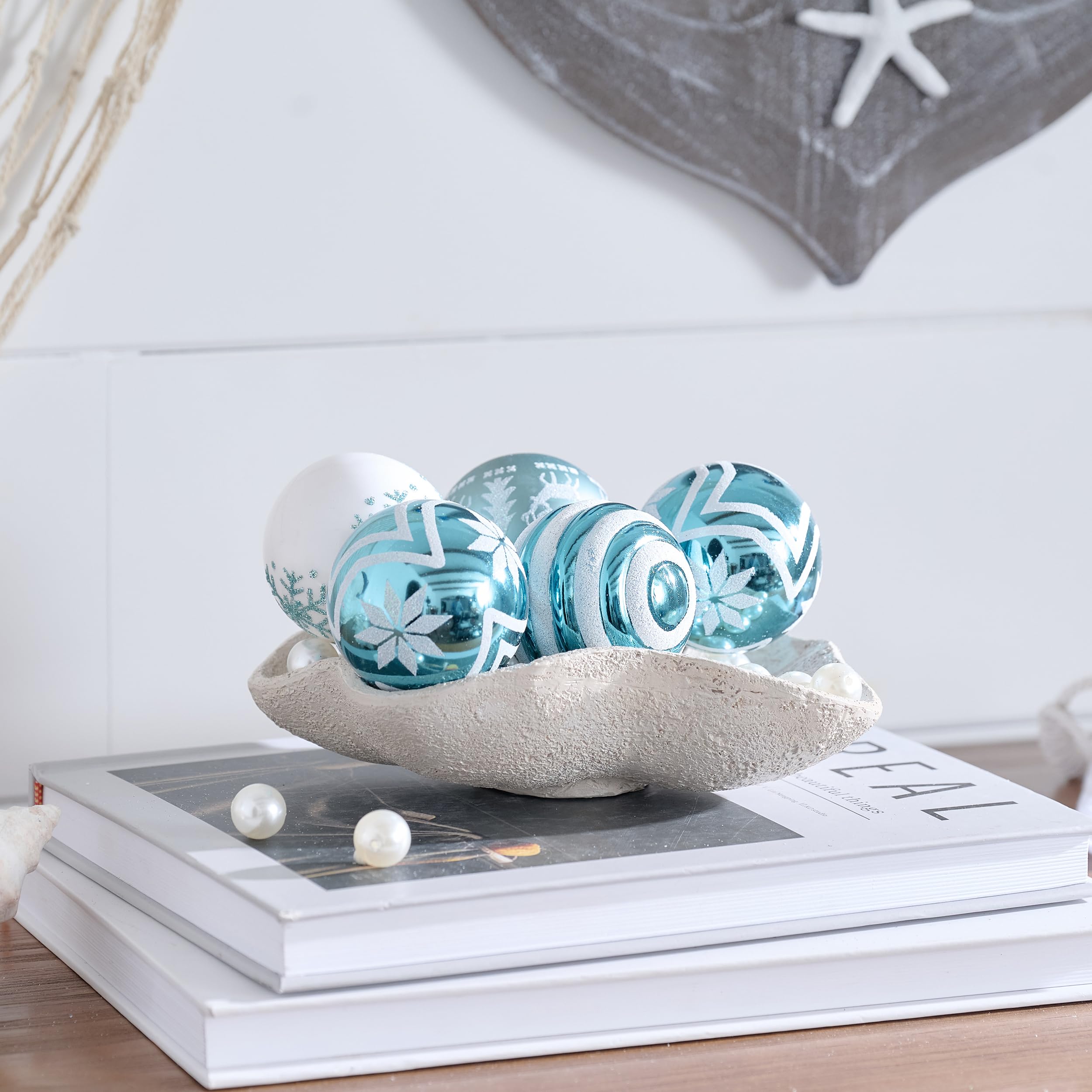 Valery Madelyn Lot de 24 boules de Noël incassables pour décoration de sapin de Noël Argenté et bleu 60 mm