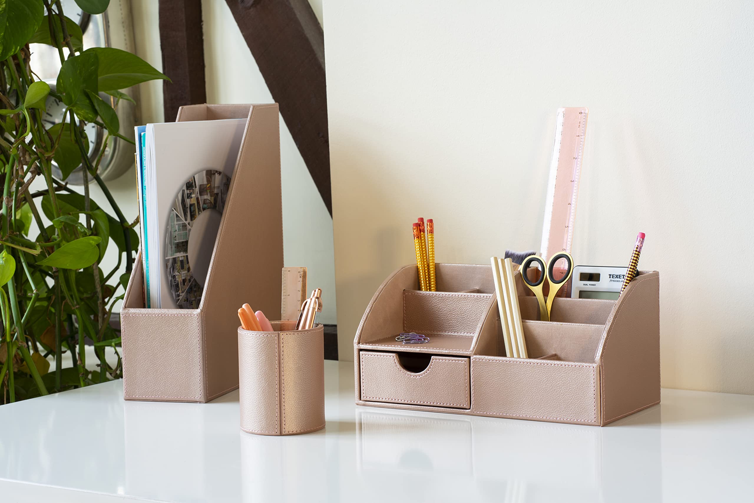 Relaxdays Portadocumenti Verticale A4 | 4 Scomparti | Pelle Finta | Nero | Organizza Scrivania - Foto 4