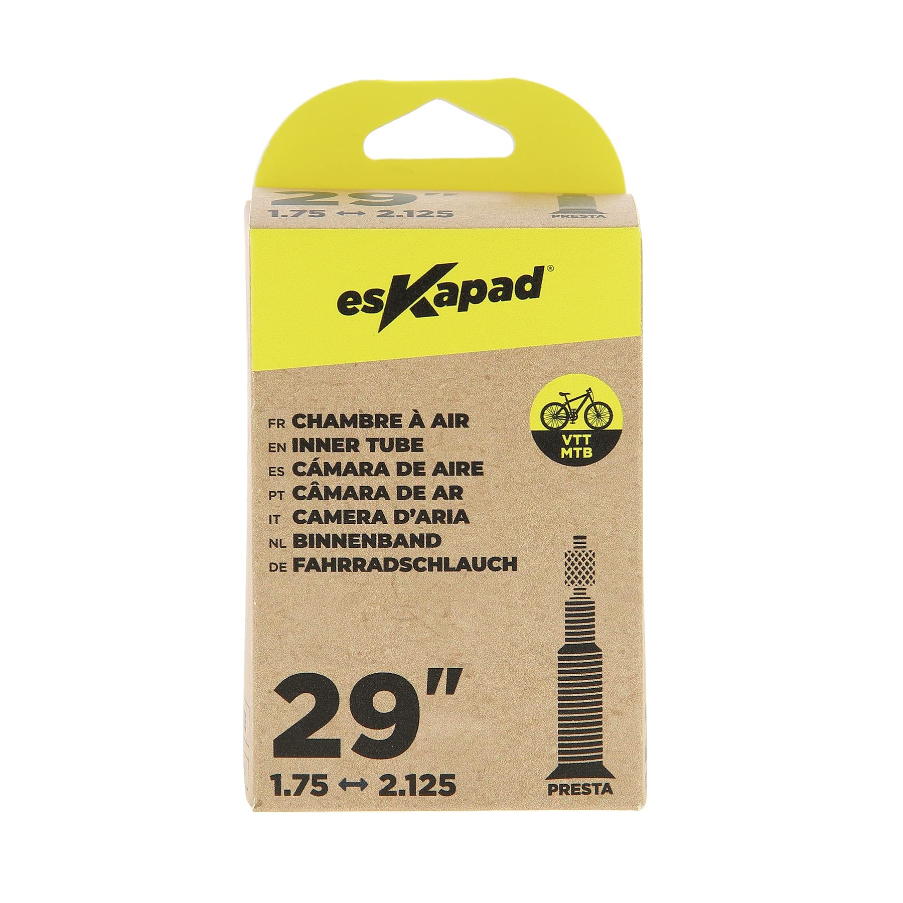 esKapad MTB Inner Tube 29 Inches x 1.75 to 2.125 Presta Valve 47/57-622 Unisex Adult, Black, 29 pouces x1,75 à 2,125 - Image 2