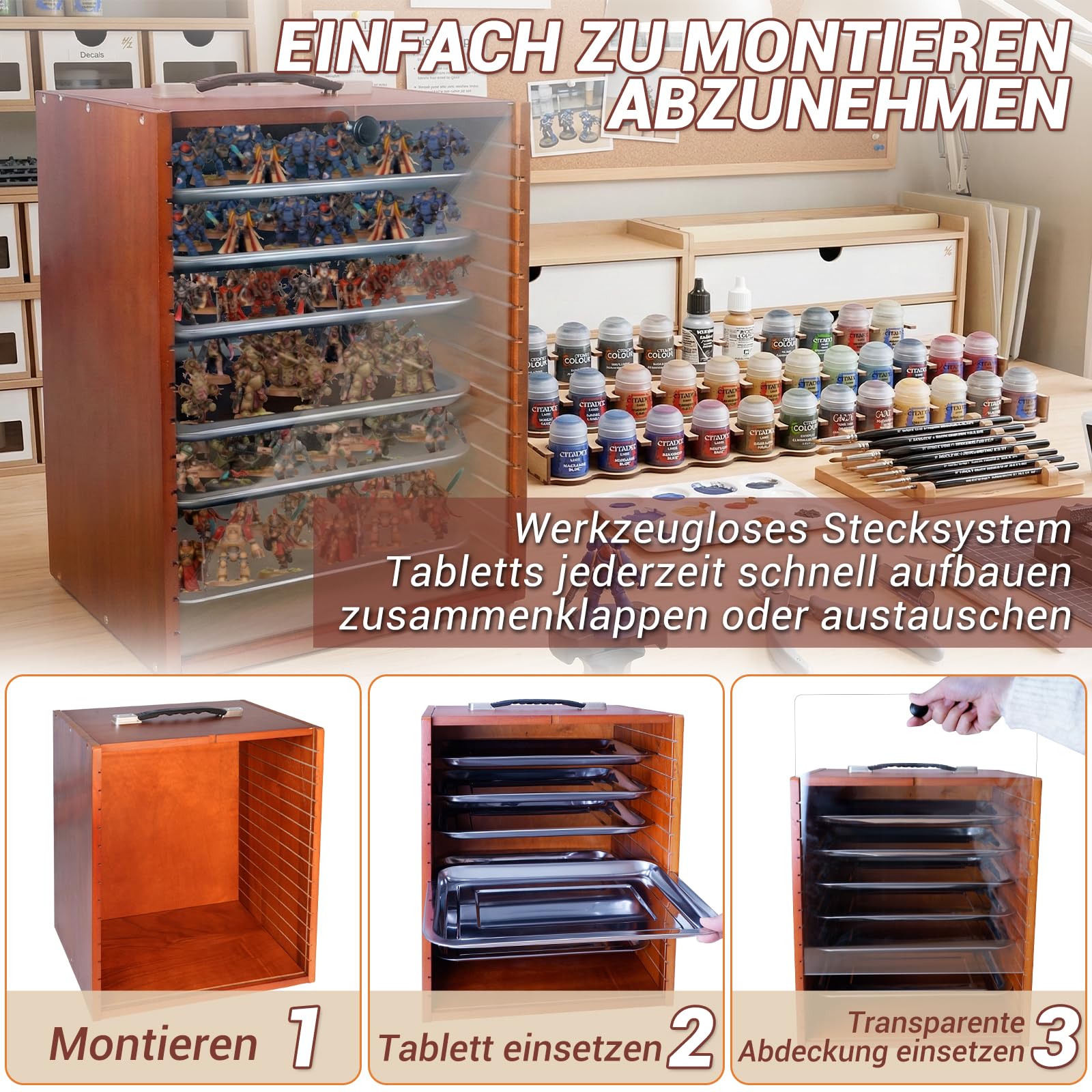 Miniaturowy walizek transportowy i do przechowywania dla przedmiotów kolekcjonerskich, drewniana miniaturowa walizka do przechowywania i szklana szafy dla figurek i figurek akcji, przenośny walizek do