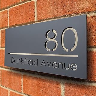 House Numbers Plaques Door Plaques Door Number Plaques For Wall House Plaques Floating House Sign Laser Cut Matt Gray Silver Mirror Text Floating Door Sign Plaques
