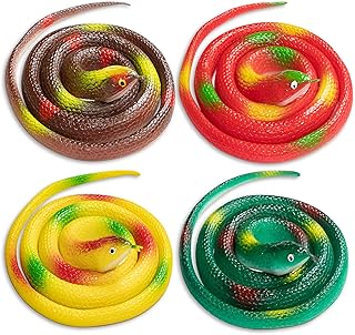 Fake Snake Rubber Snake Realistic Snakes for Garden Props to Keep Birds Away, Snake Toys That Look Real Prank Stuff for Kids April Fools Day Halloween Party Favors