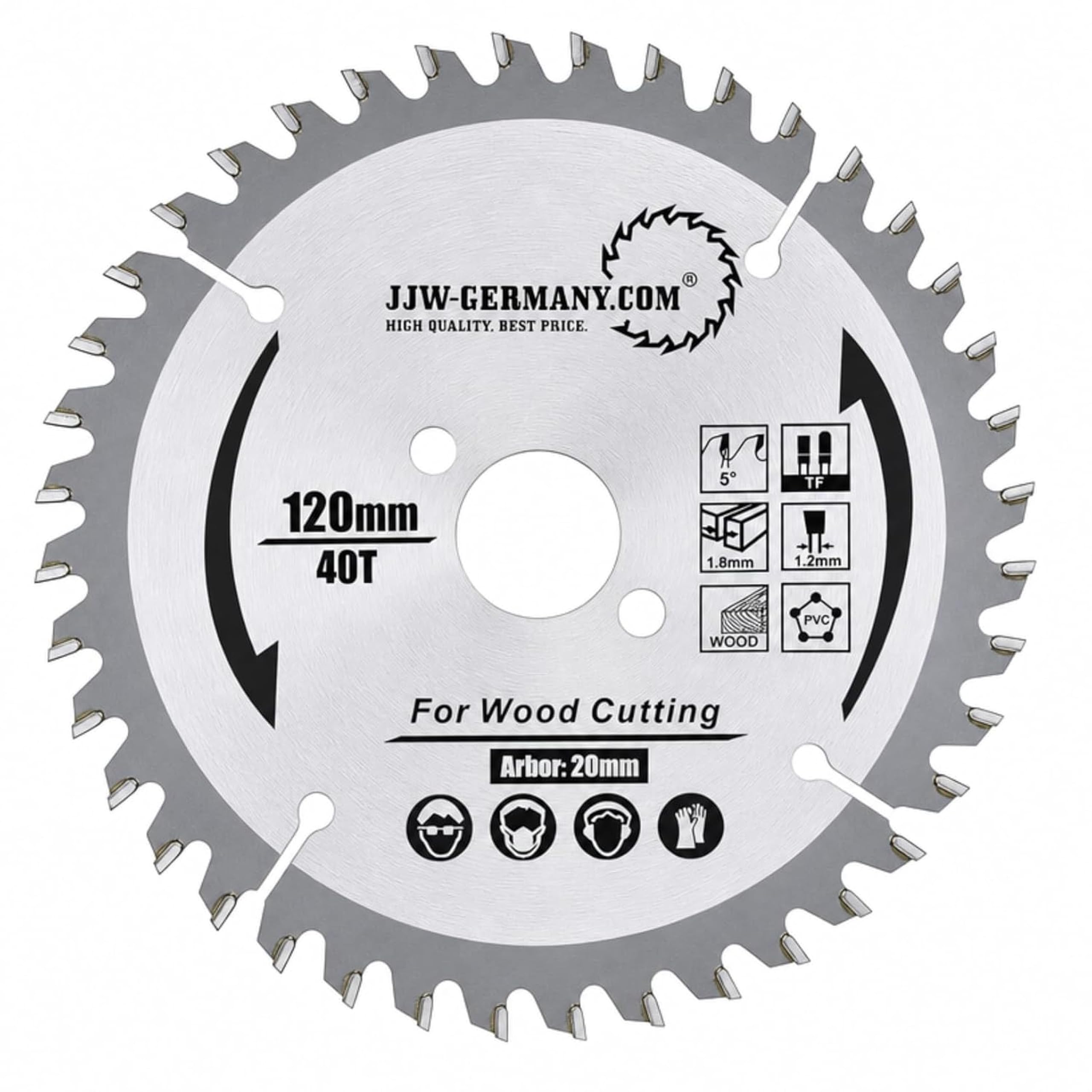 jjw-germany HM - Hoja de sierra (120 x 1,8 x 20 mm, Z= 40 TF)