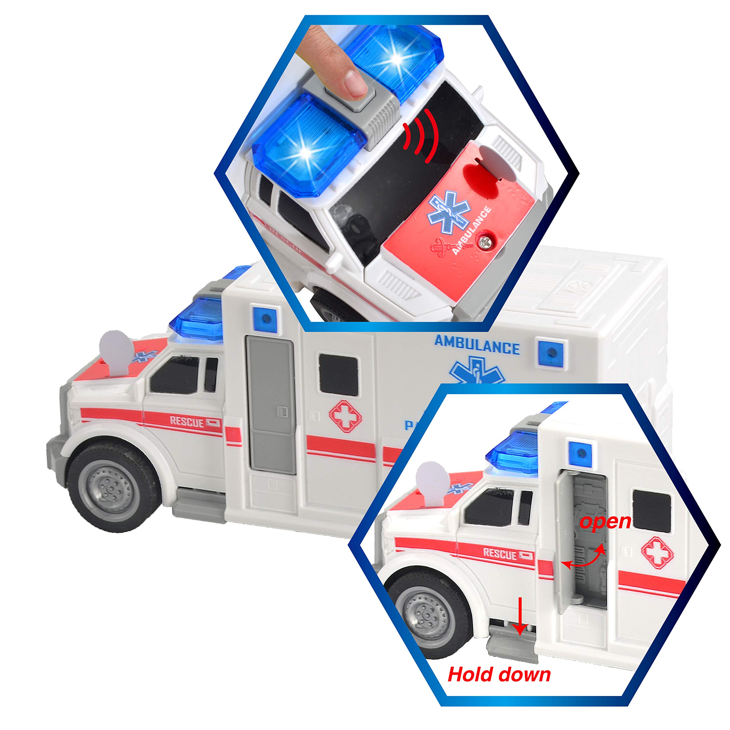 JOYIN 4 Packs Emergency Vehicle Toy Playsets, Friction Powered Vehicles
