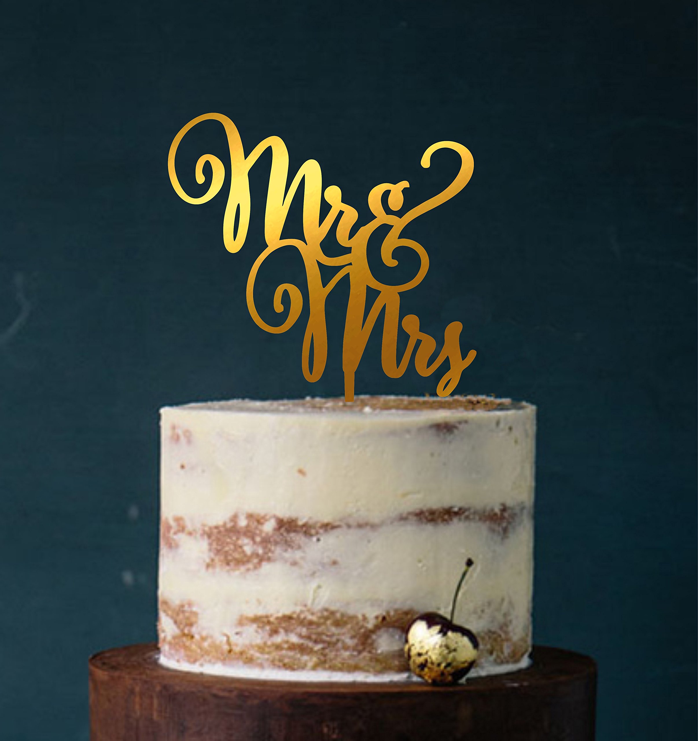 Cake Topper 'Oggi Sposi' In Acrilico Oro - Decorazione Torta Matrimonio, Torta Nuziale E Cupcake