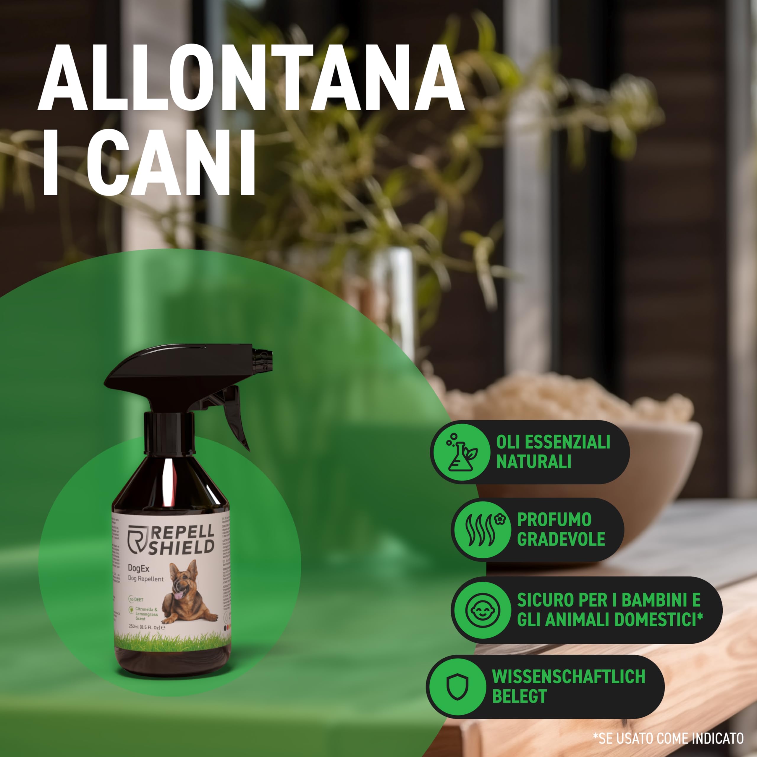 RepellShield Spray Disabituante per Cani 250ml - Repellente Naturale per Cani da Interno ed Esterno - Dissuasore Anti Pipi e Morsi