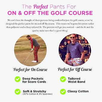 Royal & Awesome Mens Golf Pants, Golf Pants Men Relaxed Fit, Plaid Pants Men
