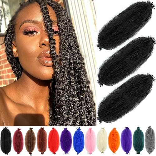 Cabello afro Twist marrón oscuro de 24 pulgadas, 3 paquetes de cabello afro trenzado T30 preesponjado, cabello afro Twist para rizos suaves (24