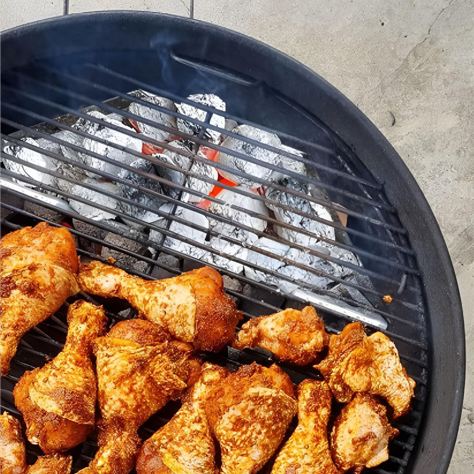 Set di 2 cestini a carbonella per il calore diretto e indiretto, per barbecue a carbonella da 47, 57 e 67 cm, 38,5 x 11 x 7,5 cm, in acciaio inox