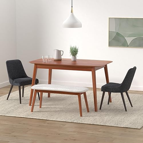 Miniatura 29 de CHITA Mid-Century - Silla de comedor moderna, sillas de tela tapizadas, juego de 2, piel sintética en negro (gris oscuro) Negro en piel