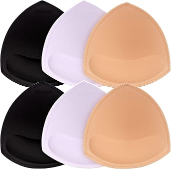 Nimiah Bra Pads Inserts, 3 Pairs Comfy Boob Replacement Cups Fits AB CD DE | Removable Durable Breast Padding with Sewn Edge, Ideal for Swimsuit Sports Bra Dress, Beige Black White Optional