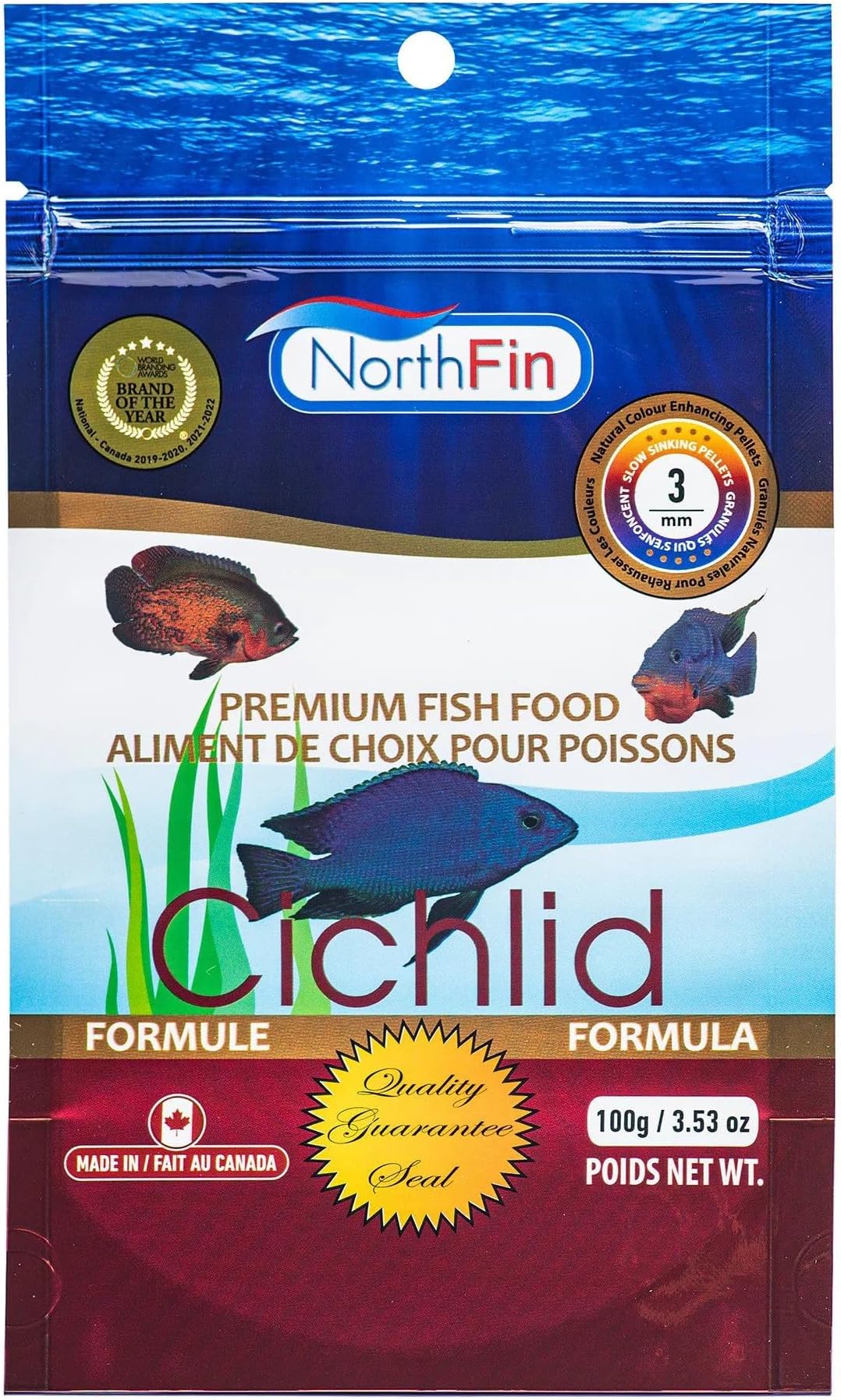 Food Cichlid Formula 3mm Pellet 100 Gram Package