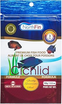 Northfin Cichlid Formula Fish Food Slow Sinking Pellets for Cichlids 3mm, 100g | Premium High-Protein, All-Natural Cichlid Diet to Enhance Color & Growth No Fillers, No Hormones, Made in Canada