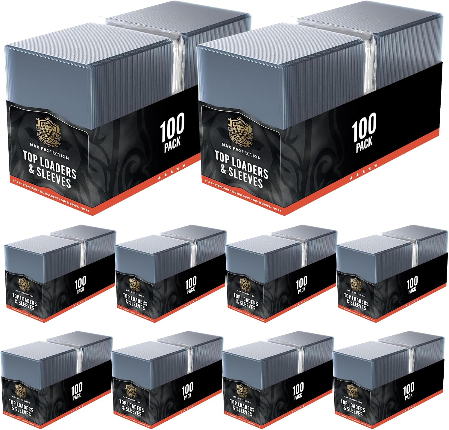 Max Protection 35pt Top Loaders for Cards with Bonus Soft Sleeves – 1000 Count – Premium 3×4 Inch Trading Card Toploaders – Crystal Clear – Protect Your Baseball and Sports Cards