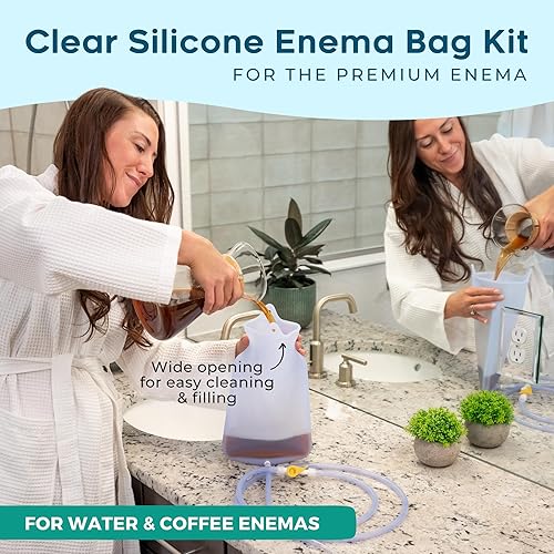 Miniatura 2 de PREMIUM Enema juego de bolsa de silicona transparente para enema con llave de paso de precisión válvula de retención manguera larga de silicona 3