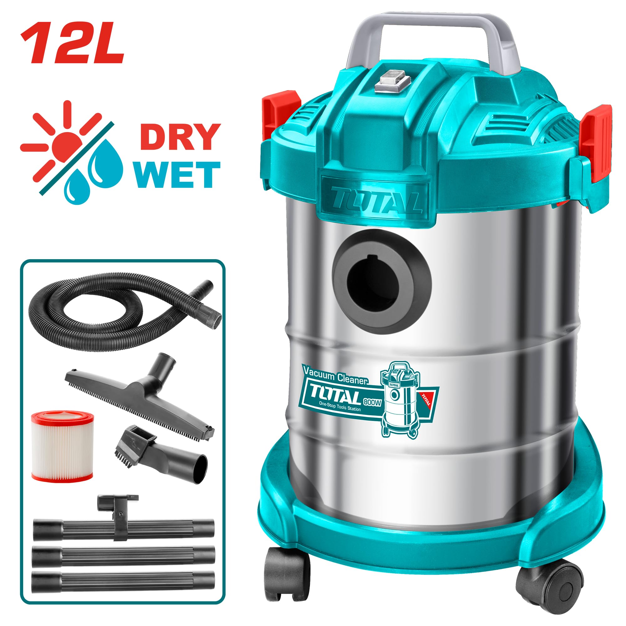 TOTAL Mod. TVC14122 odkurzacz 800 W, 12 litrów, srebrny i niebieski