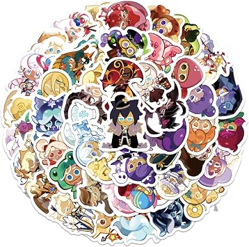 100Pcs Cookies Run Cartoon Stickers, Cute Cookie Game Stickers, Colorful Waterproof Vinyl Decal Graffiti Stickers for Water Bottles Laptop Bicycle Skateboard Luggage