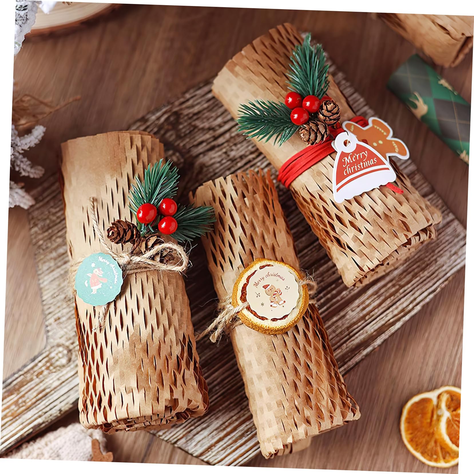 Rollo de Papel de Nido de Abeja, 1 Rollo, Papel Kraft