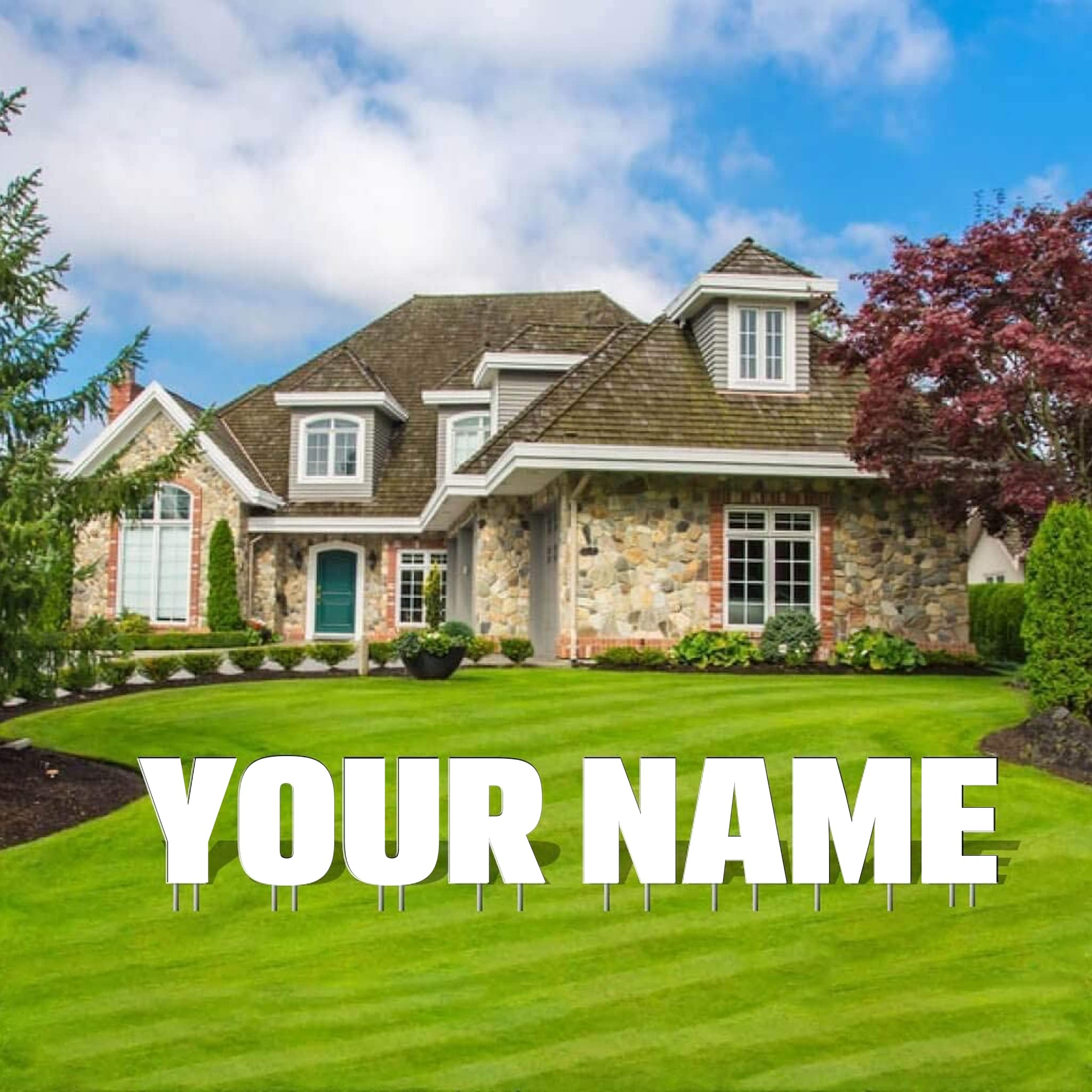 VictoryStore Custom Yard Letters 20 Inch Yard Words, Custom Name Yard Letters, 24 Characters Max, Includes Stakes (White)