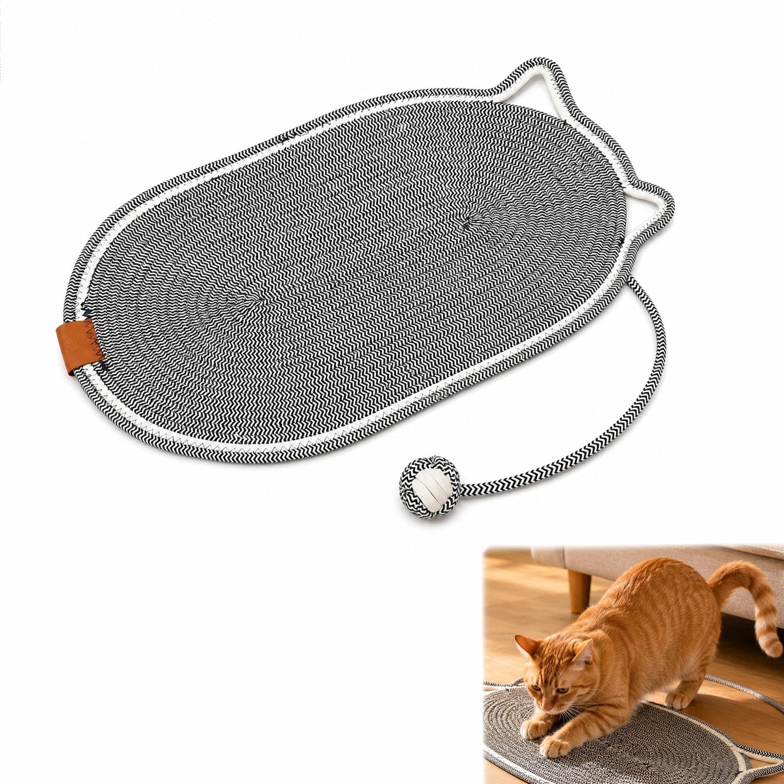 Large Cat Scratching Mat, 60x40cm Cotton Rope Scratch Pad for Cats