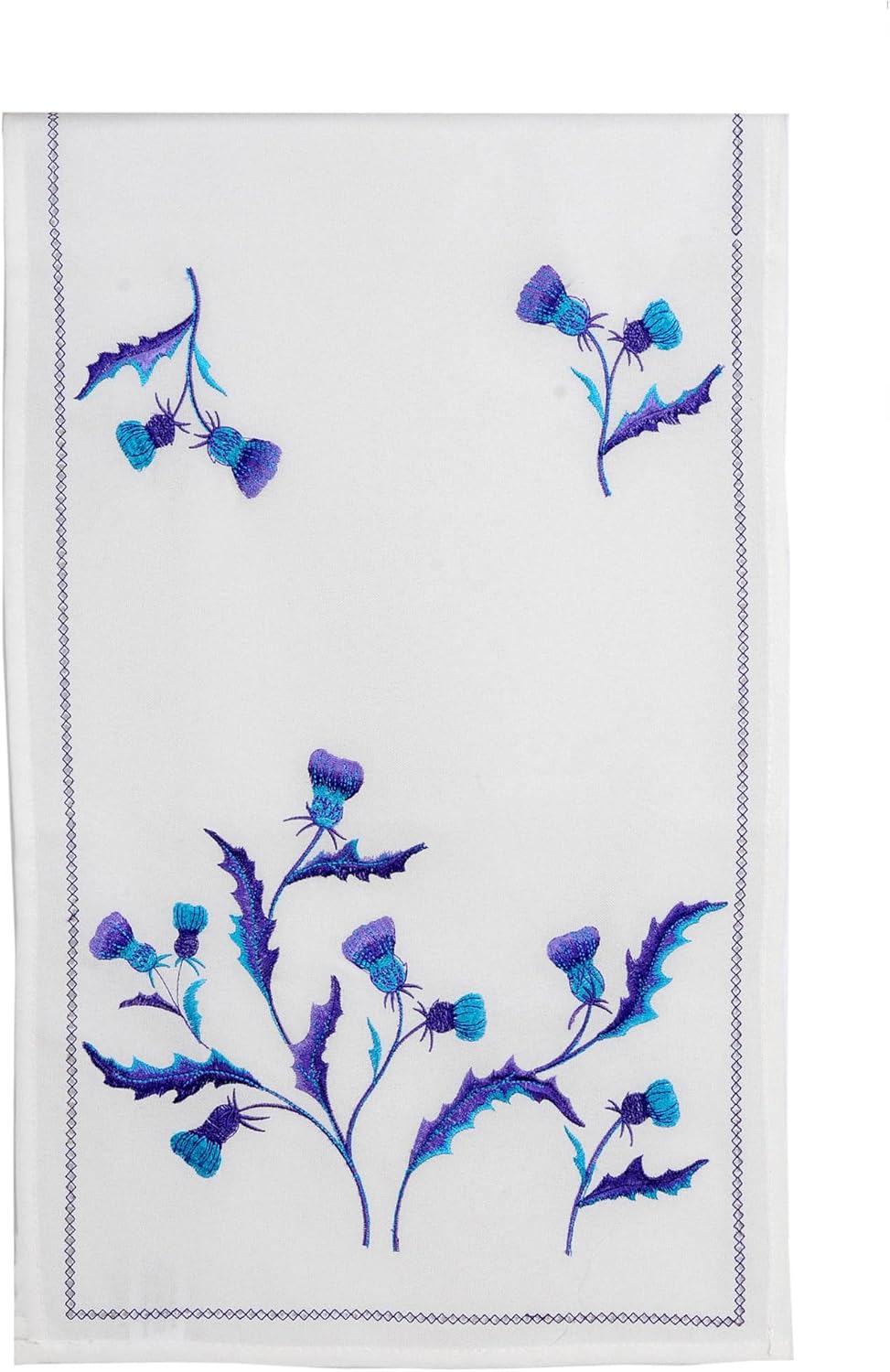 Justina Claire Table Runner (Small) in a Scottish Thistle Bute Design, Blue, Purple, White, 35.4 x 13.8 inch (Rectangular) - Image 3
