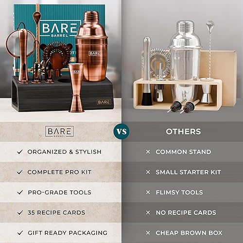 Miniatura 6 de BARE BARREL Mixology Bartender Kit Bar Set  Juego de coctelera de 14 piezas  Herramientas de mezcla de Martini Barware para el hogar  Incluye 35
