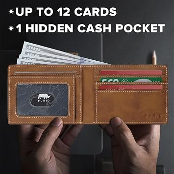 Leather Wallet Compatible with Airtag: Slim Air Tag Wallet for Men RFID Blocking, Bifold, Front Pocket, Minimalist Card Holder | RFID Blocking, Bifold, Front Pocket, Minimalist Card Holder Wallet with Airtag Holder