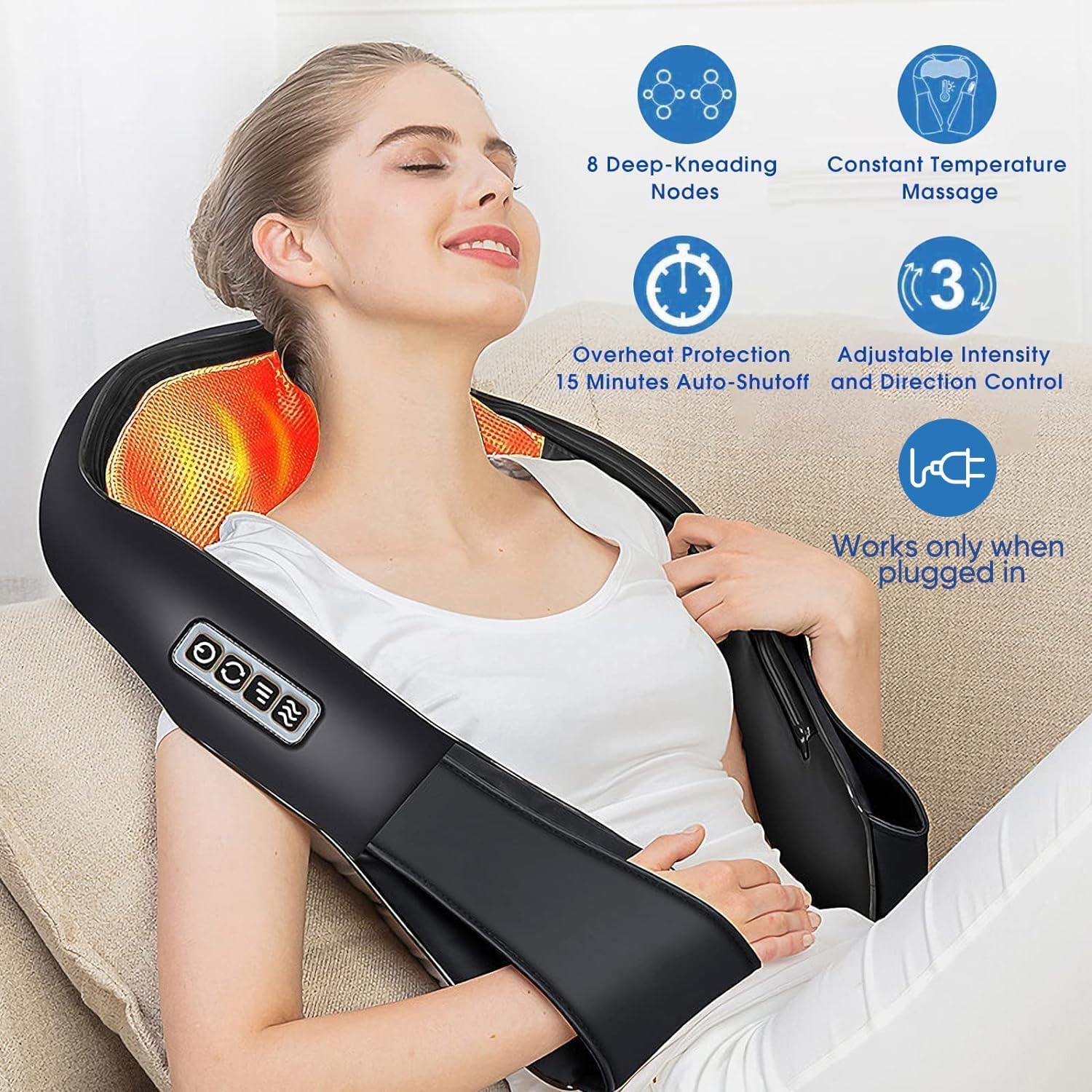 AERLANG Massagegerät Schulter Nackenmassagegerät mit Wärme, Weihnachtsgeschenke, Shiatsu Rückenmassagegerät Massagegerät Nacken,Rücken,Nacken Geschenke für Frauen, Männer