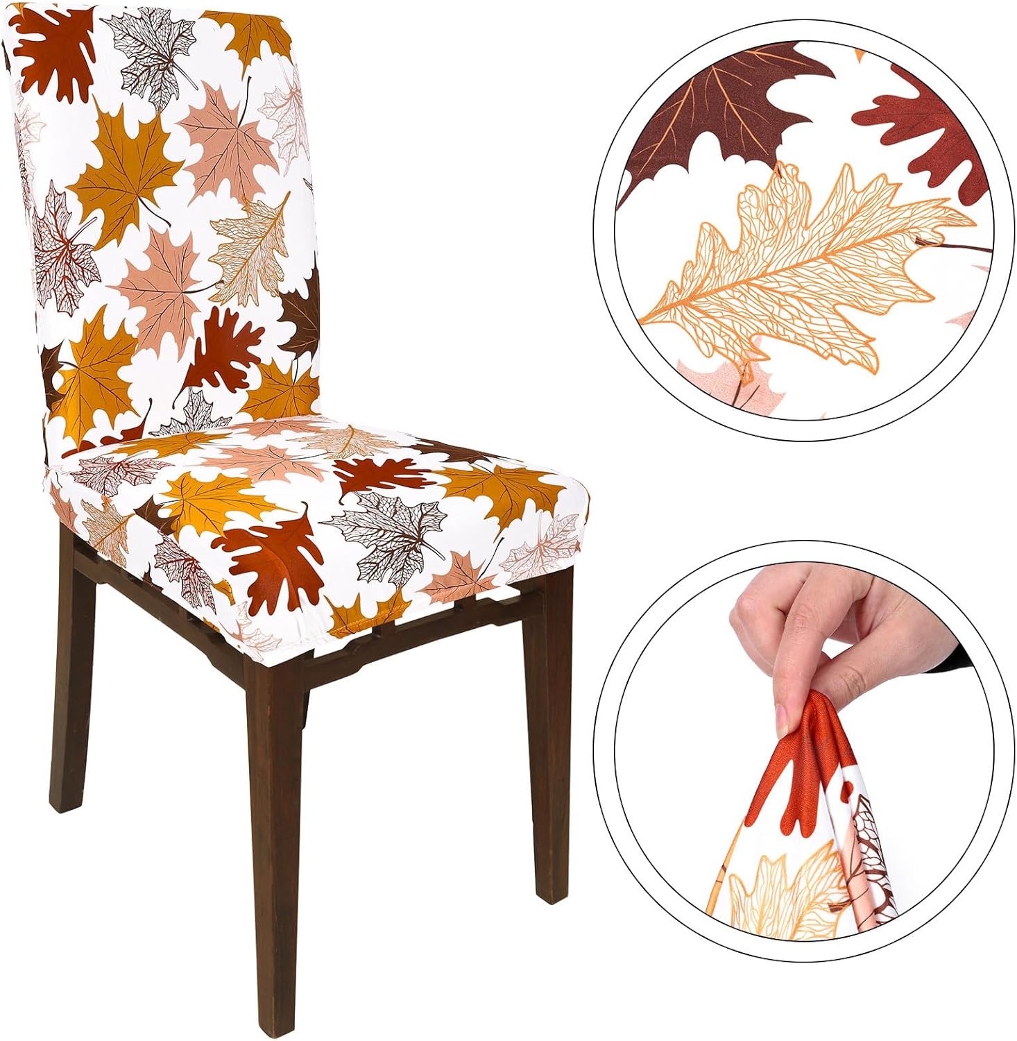 JarThenaAMCS 6Pcs Fall Leaves Chair Covers Colorful Maple Leaves Removable Stretch Elastic Dining Chair Slipcover Protector for Autumn Thanksgiving Home Kitchen Wedding Party Decor