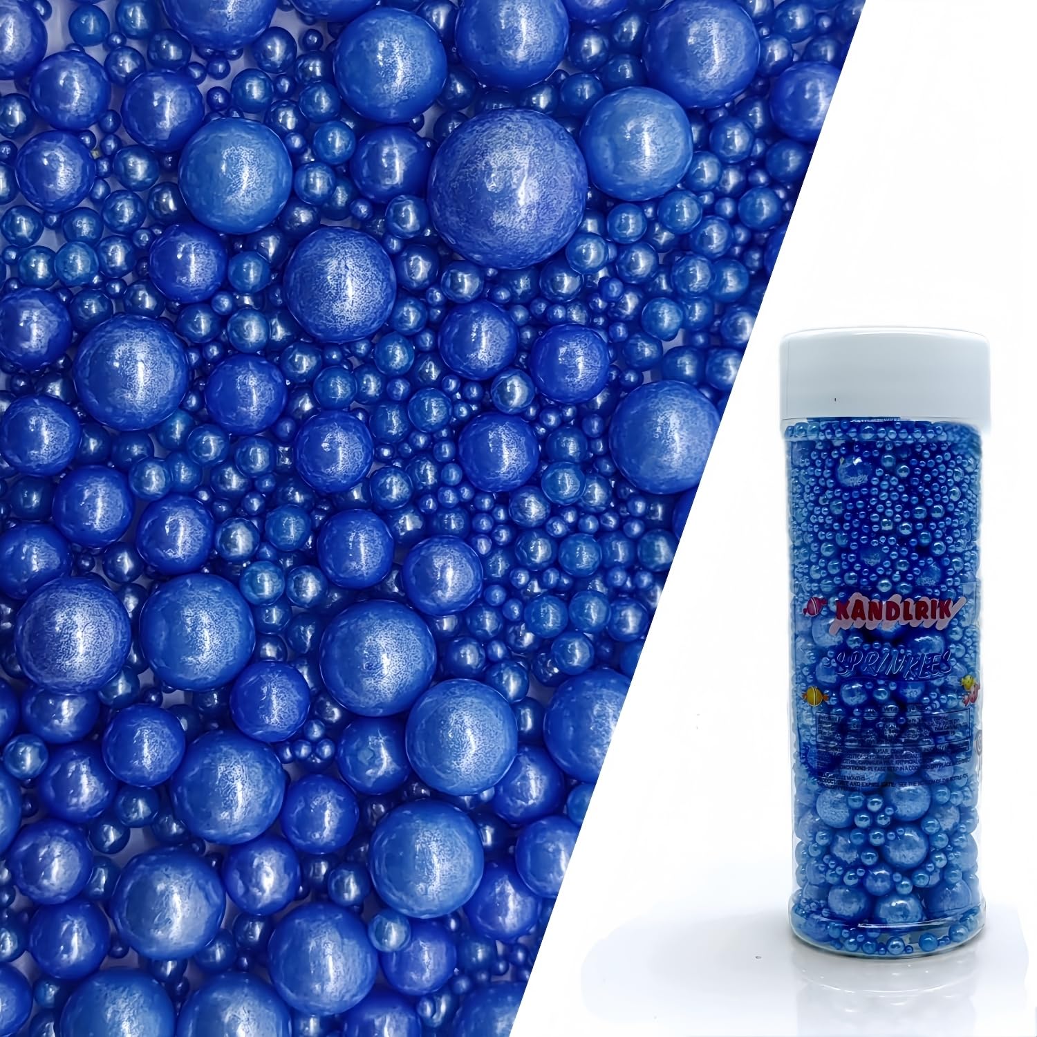 Edible Royal Blue Sugar Pearls Sprinkles Candy Mix Size Pearls Cake Decorations Cupcake Toppers Decorating Perfect for Wedding Party Valentine