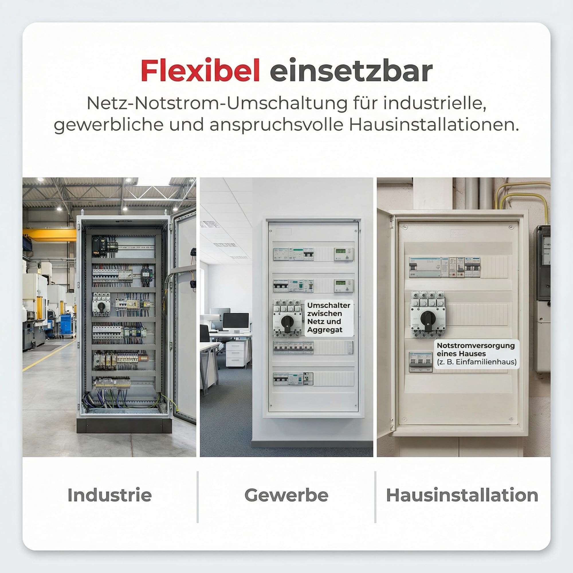 Merz Schaltgeräte Notstrom Umschalter 63A Lasttrennschalter 4-polig Netz-0-Not kompakt 4TE