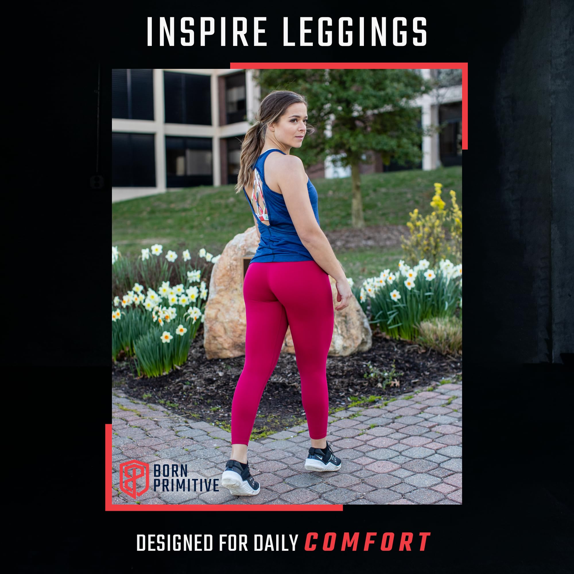 Born Primitive Inspire Leggings - Leggings da allenamento per le donne - Pantaloni da palestra o yoga a vita alta - Leggings sportivi di lunghezza 7/8